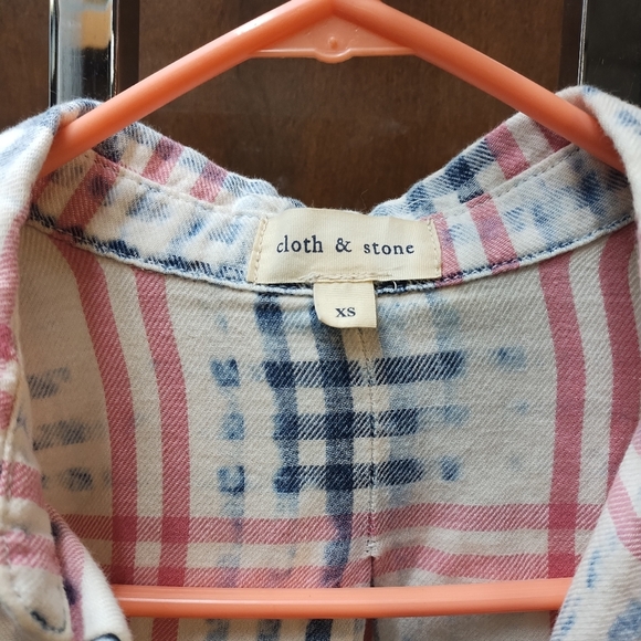 Cloth & Stone Womens  Plaid Lace Split Back Button Shirt Women's long sl… - Picture 2 of 6